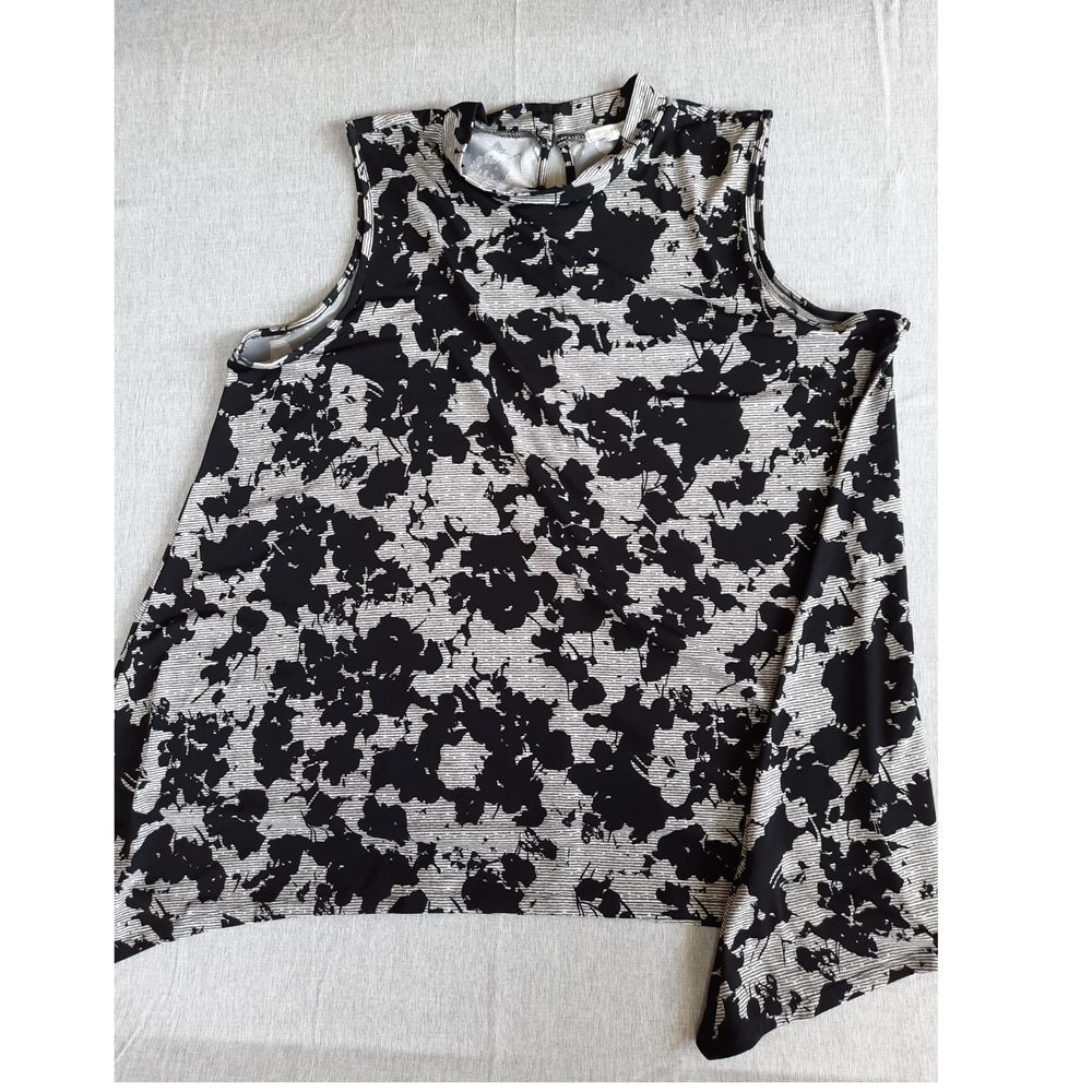 Ava James 2X Plus Women Spandex Blouse Back‎ Keyhole Sleeveless Multi-Color